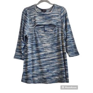 Lane Bryant Womens Size 22/24 Cut-Out Knit 3/4 Sleeve Blue Top Shirt